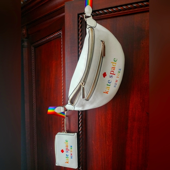 KATE SPADE Leila Rainbow Belt Bag Limited edition PRIDE with matching key wallet - Picture 1 of 6